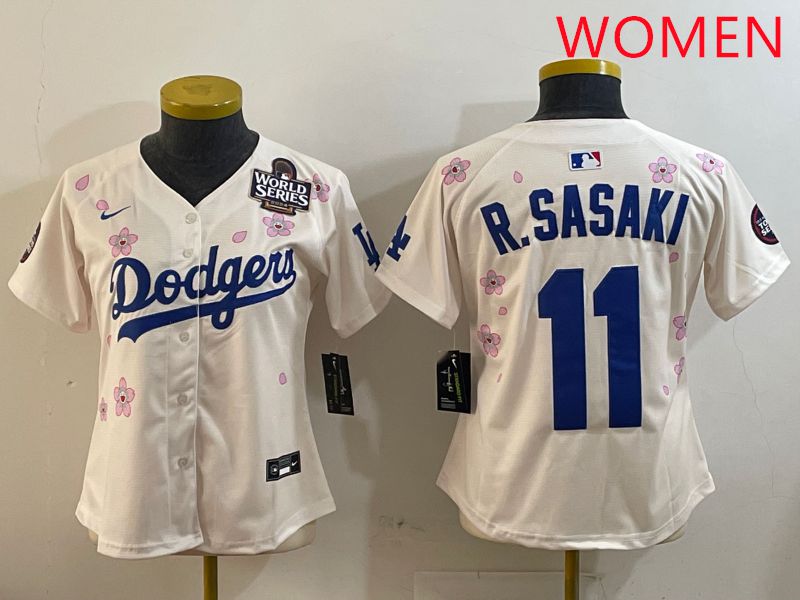 Women Los Angeles Dodgers #11 R.Sasaki Cream Sakura Edition 2025 Nike MLB Jersey style 3->women mlb jersey->Women Jersey